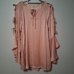 Listicle Women's Pink Tie Sleeve Top Boho Peasant Cottage Core Size M